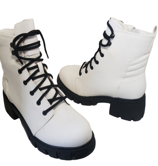 MIA Tauren Faux Leather Combat Boots Women's Size 9 Chassidy White Malta… - Picture 10 of 16